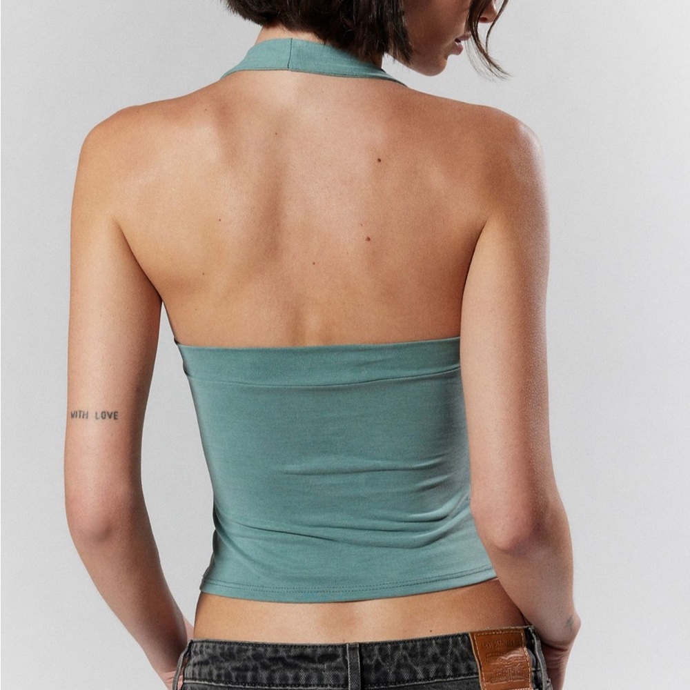 urban outfitters teal silence + noise raelynn square neck halter top xsmall NWT - Picture 2 of 4